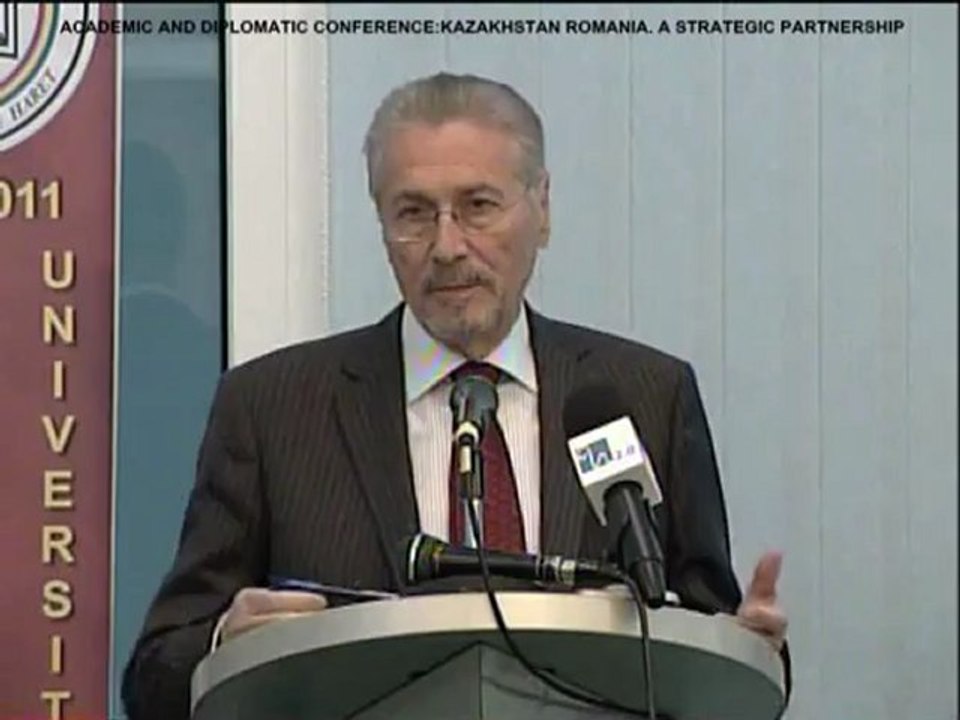 Romanian President Emil Constantinescu speaking at KAZAKHSTAN-ROMANIA-20 YEARS OF DIPLOMATIC RELATIONS