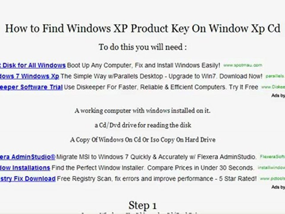 How to Find Windows XP Product Key On Window Xp Cd
