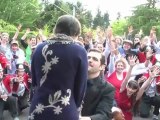 Man enlists dozens of friends to perform elaborate lip-sync musical number in parade through small town