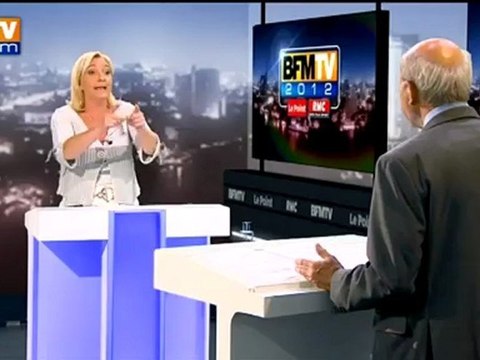 BFMTV 2012 : l'interview de Marine Le Pen par Olivier Mazerolle