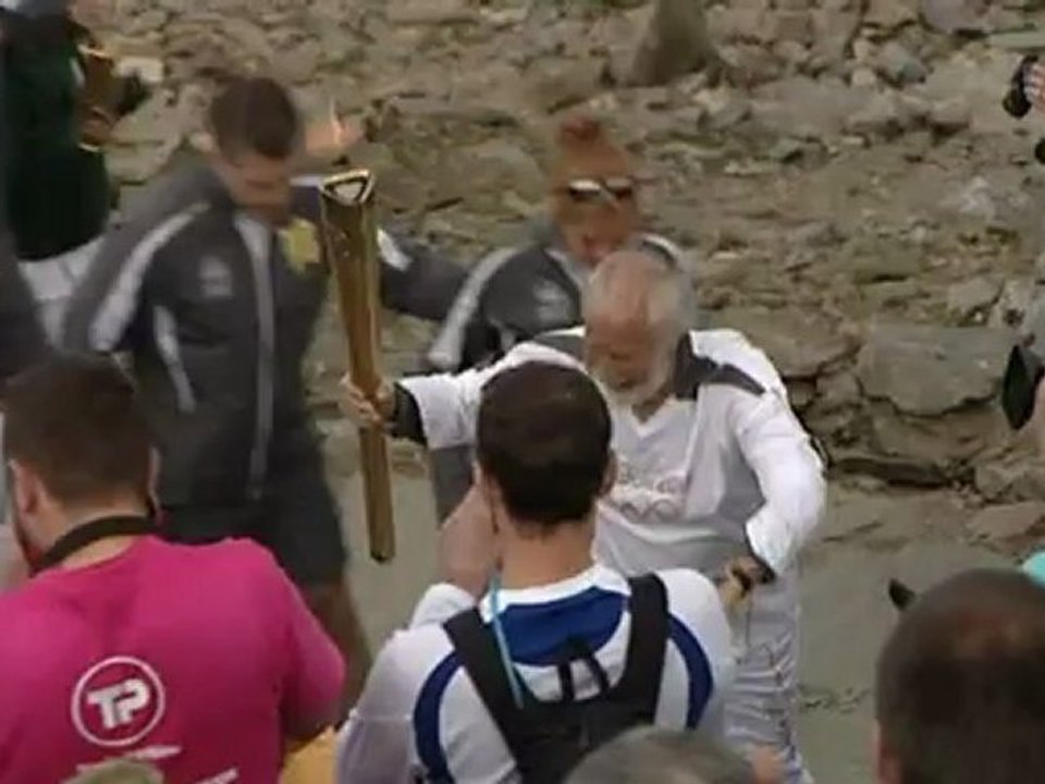 Olympic torch at Snowdon summit