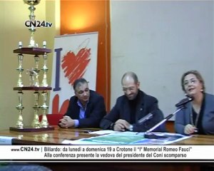 Biliardo: da lunedì a Crotone il “I° Memorial Romeo Fauci”