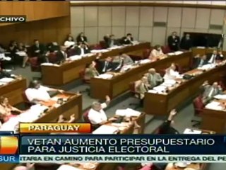 Vetan aumento presupuestario para comicios en Paraguay
