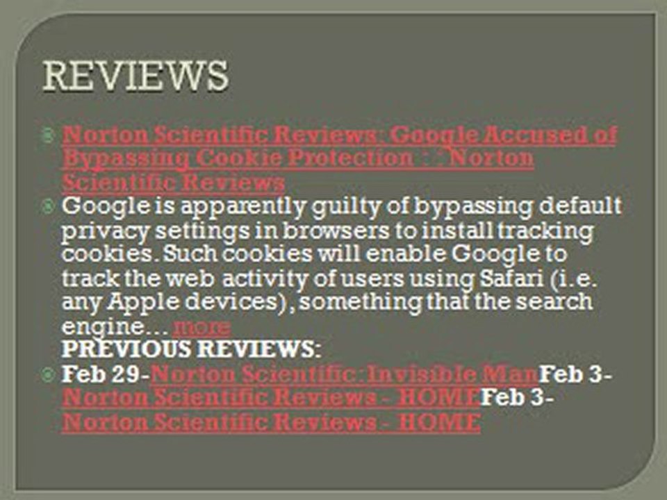 NORTON SCIENTFIIC REVIEWS