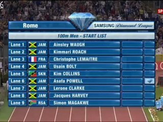 100m Rome 2012, Usain Bolt 9.76 (-0.1m/s)