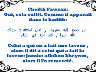 la meilleure invocation à dire à celui qui nous a fait un bien - cheikh al Fawzan