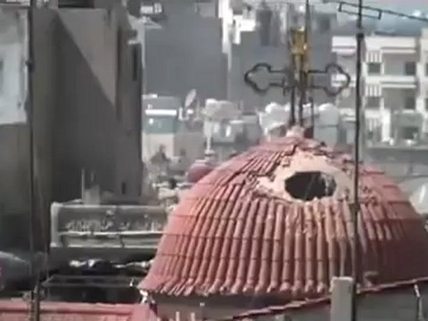 Syria فري برس حمص الحميدية قصف الكنيسة بالهاون من قيبل الشبيحة الاسدية 31 5 2012 Homs