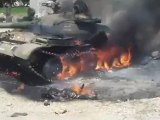 Syria فري برس  حمص القصير  أحدى دبابات الجيش الأسدي التي كانت تقصف على المدنيين30 5 2012 Homs