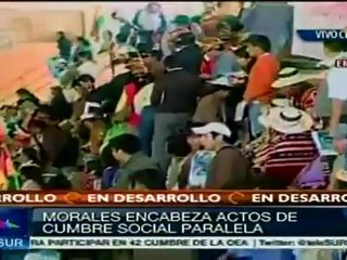 Evo Morales encabeza actos de Cumbre Social Paralela