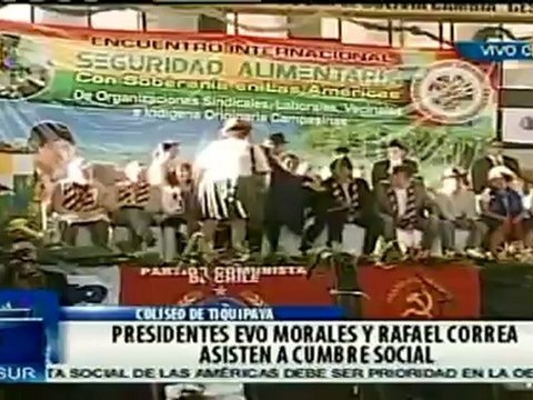 Evo Morales y Rafael Correa en Cumbre Social de Tiquipaya