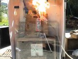 Spray can as resistor venting vigorously and on fire