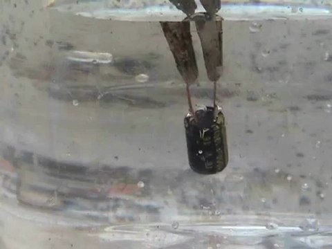 1000 uF Capacitor breathing under water