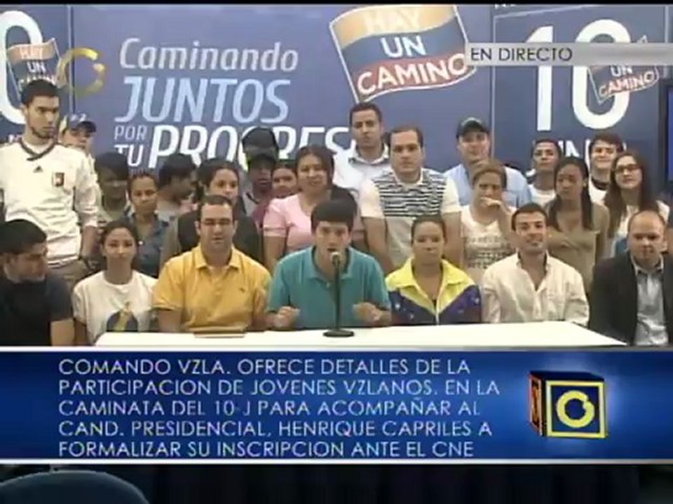 Anuncian que 100 mil jóvenes acompañarán a Capriles a inscribirse