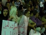 Activists protest on the steps of Cairo's journalists' syndicate