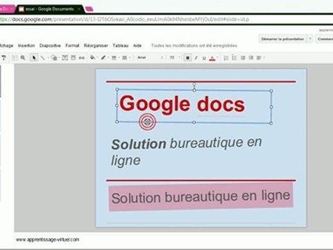 Zone de texte dans une présentation Google Docs
