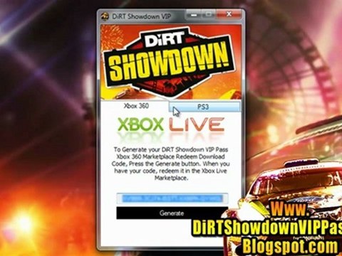 DiRT Showdown VIP Pass Code Free Giveaway - Xbox 360 PS3