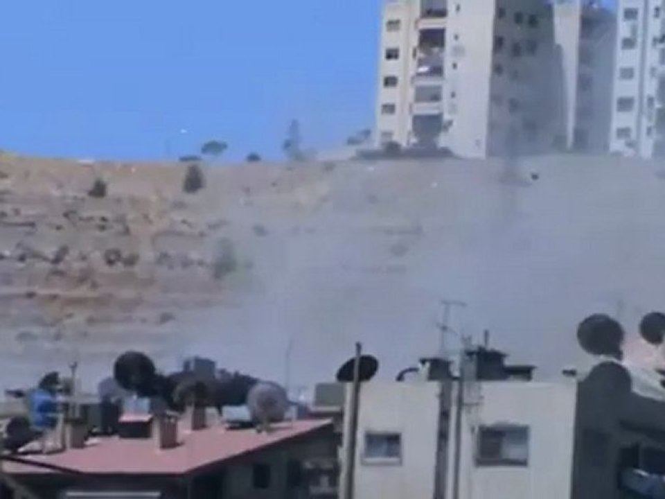 Syria فري برس ريف دمشق  قدسيا دخان و إطلاق رصاص بعد الإنفجار 8 6 2012 Damascus