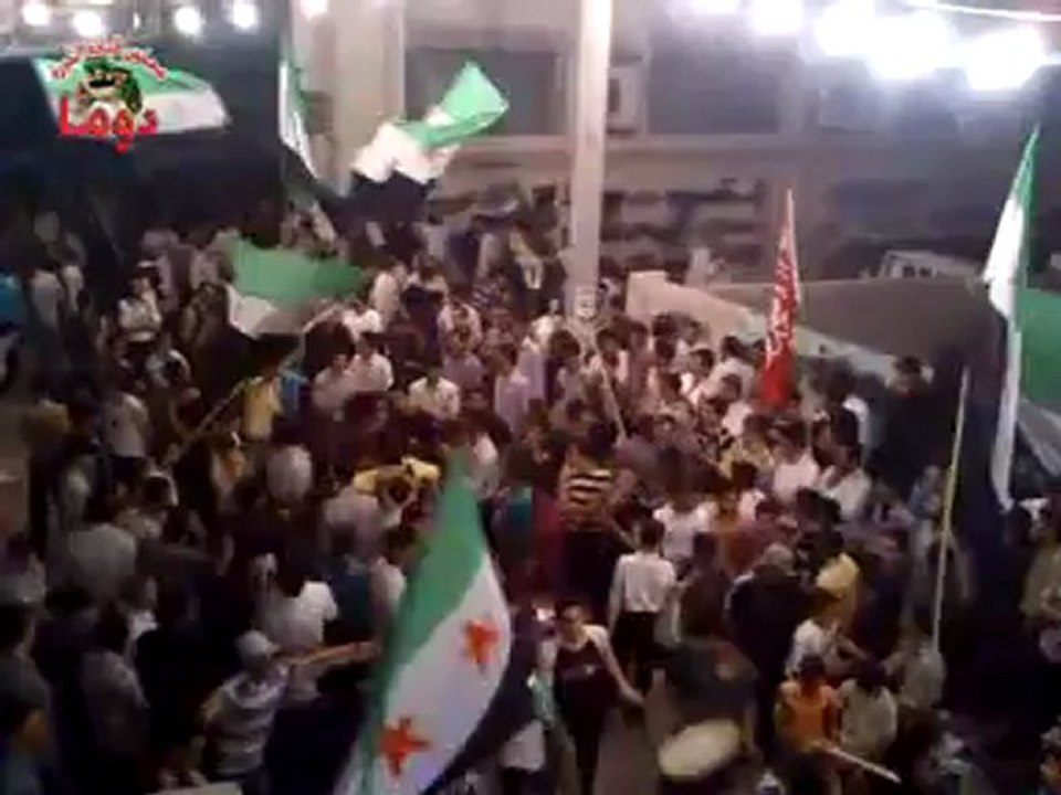 Syria فري برس يف دمشق  دوما مظاهرة مسائية حاشدة رغم الحصار و القصف 9 6 2012 ج2