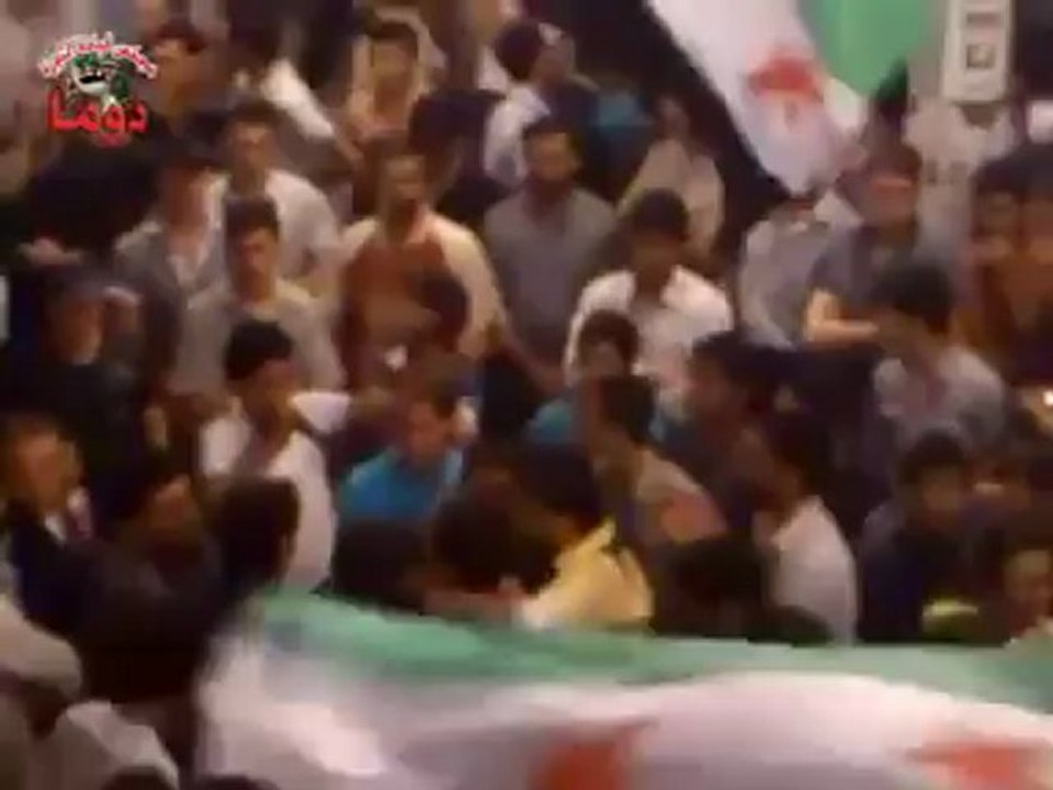 Syria فري برس يف دمشق  دوما مظاهرة مسائية حاشدة رغم الحصار و القصف 9 6 2012 ج1