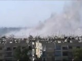 Syria فري برس حمص القصور سقوط الصواريخ والهاون وتصاعد الدخان9 6 2012 Homs