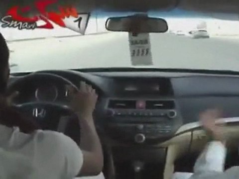 Dérapage Arabie Saoudite vue intérieure de la voiture