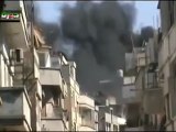 Syria فري برس حمص جورة الشياح احتراق المنازل نتيجة القصف عليها 10 6 2012 Homs