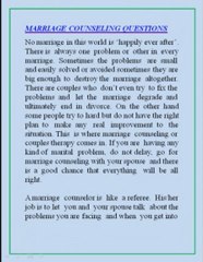 Marriage counseling questions