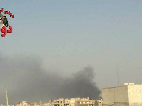 Syria فري برس ريف دمشق تصاعد أعمدة الدخان جراء القصف بالهاون على دوما 12 6 2012 Damascus