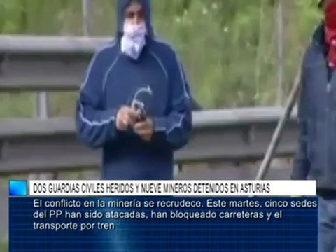 Dos guardias civiles heridos y nueve mineros detenidos en Asturias