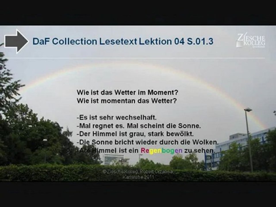 DaF Collektion Kap.01 Lektion 04 Wetter S 01.3a Regenbogen