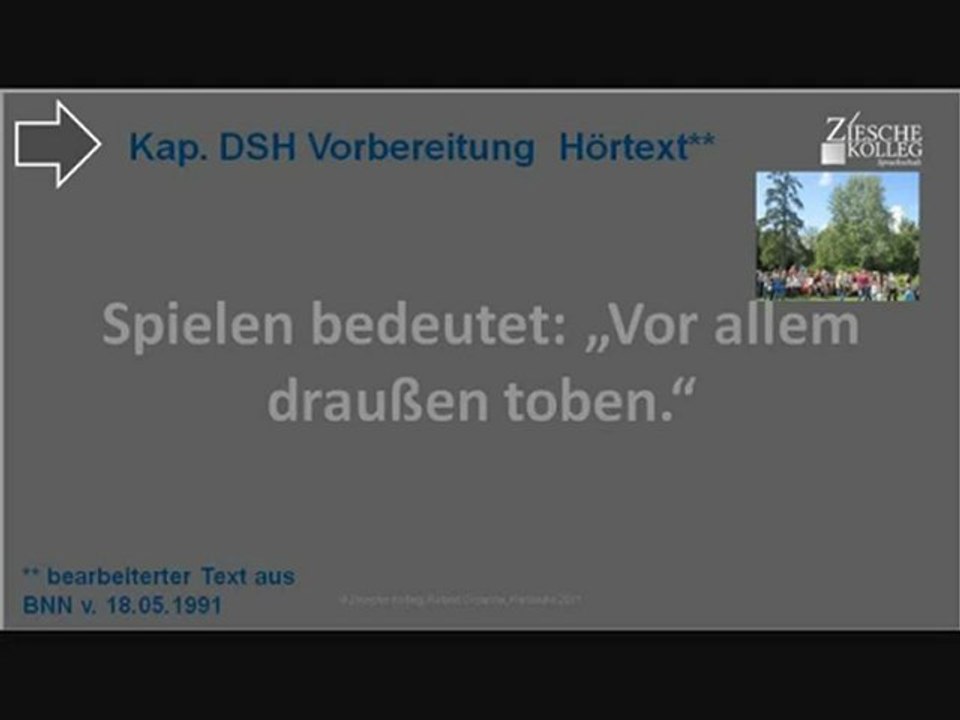 DSH Vorbereitung Hörtext Kinder müssen toben