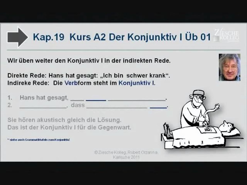 Kap. 19 Kurs A2 Konj. I indirekte Rede Gegenwart Übung 01