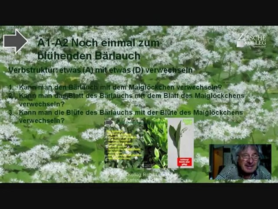 A1-A2 Verbstruktur verwechseln mit + D Thema Bärlauch