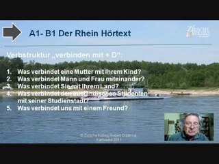 A1-B1 zum Hörtext der Rhein Verbstruktur verbinden mit + D