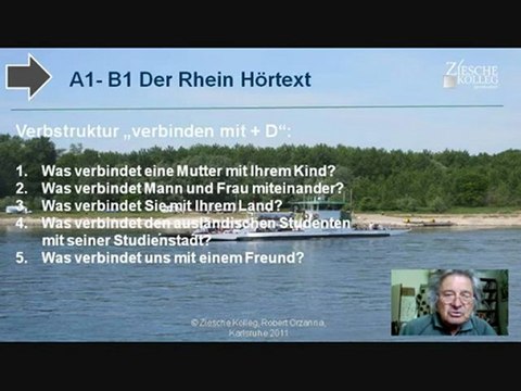 A1-B1 zum Hörtext der Rhein Verbstruktur verbinden mit + D