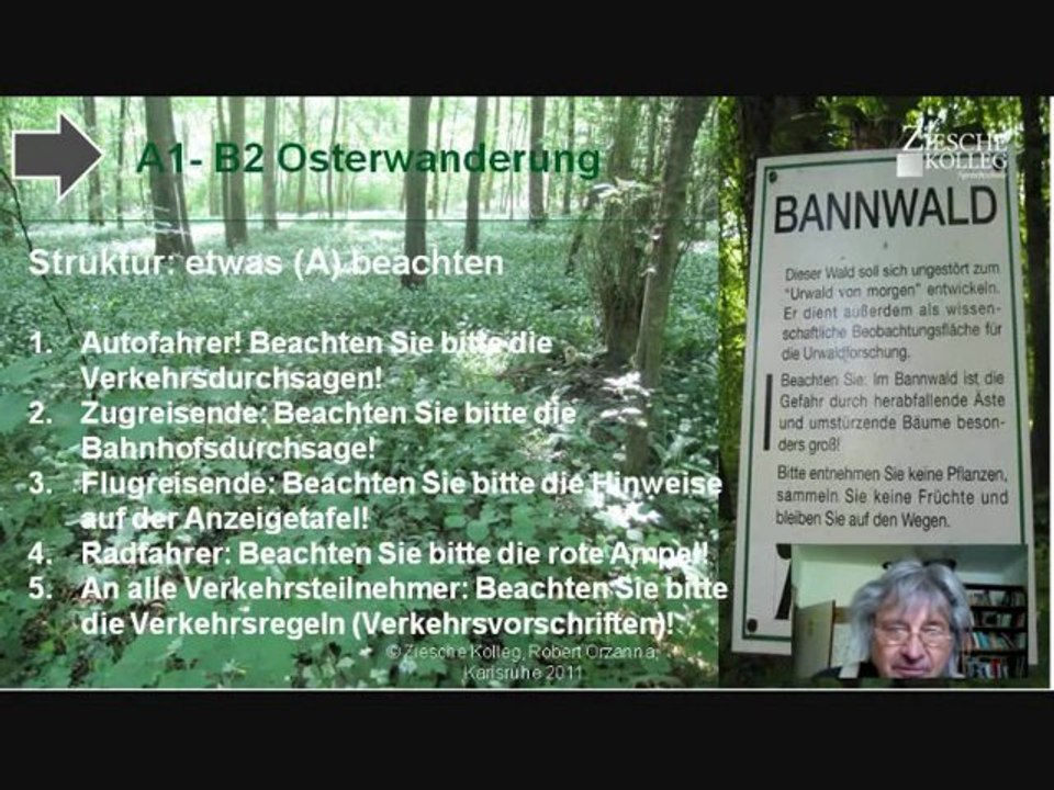 A1-B1 Osterwanderung 05 Bannwald Verb beachten + A
