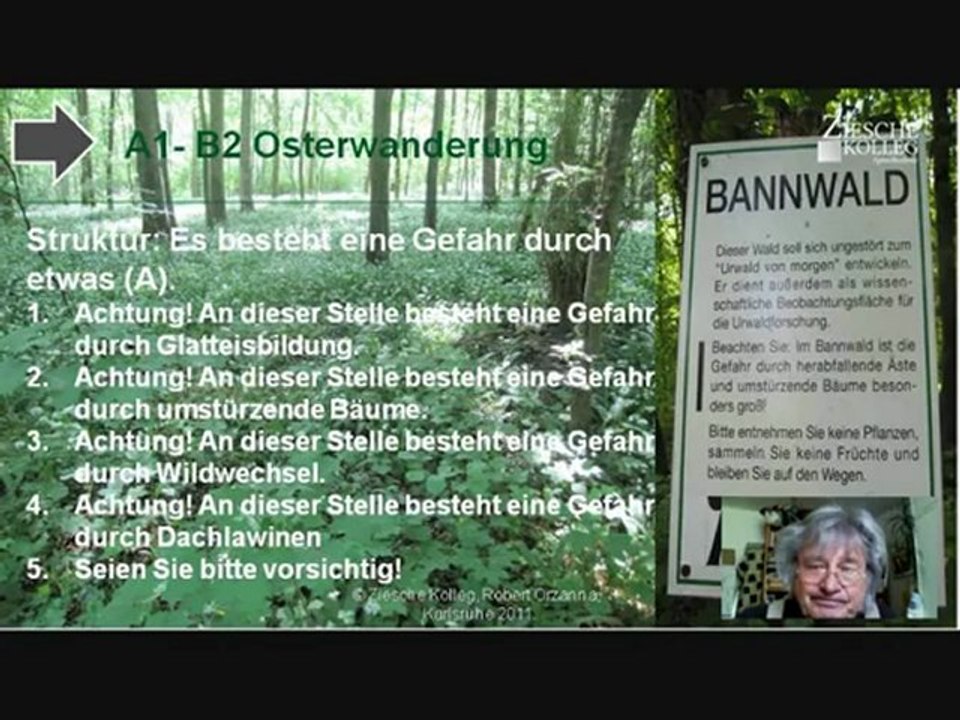 A2-B1 Osterwanderung Bannwald 04 Struktur Es besteht Gefahr durch (A)