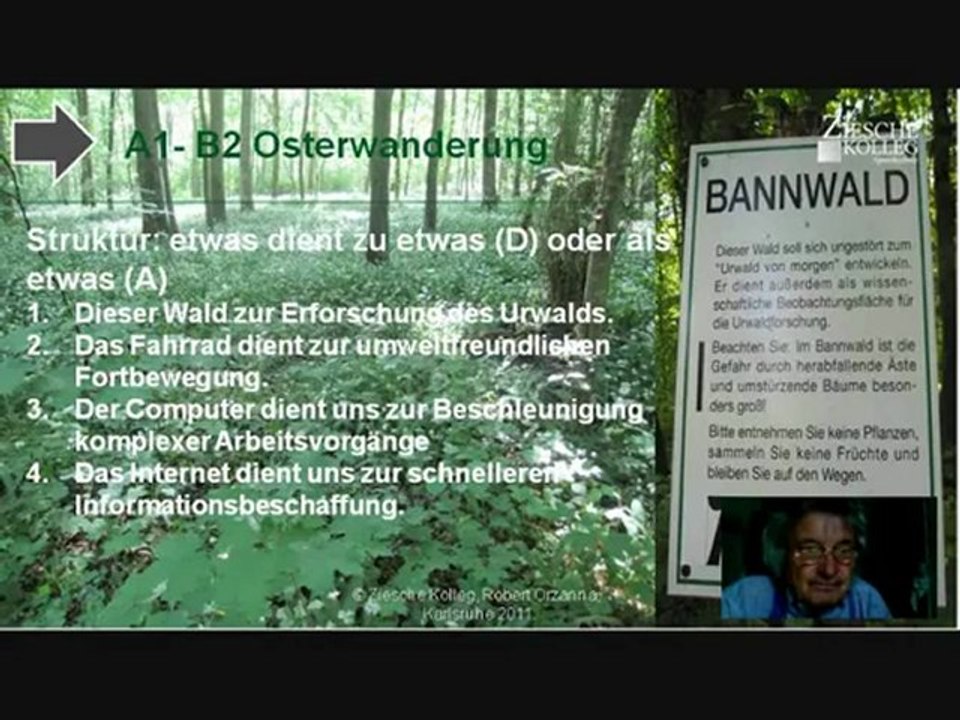 A1-B1 Osterwanderung Bannwald 03 Verbstruktur dienen zu + D