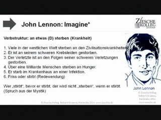 A2- B1 John Lennon Imagine Verb sterben an + D
