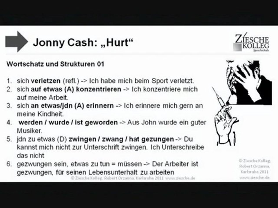 B1-B2 Jonny Cash lyriks 'Hurt' Wortschatz und Strukturen 1