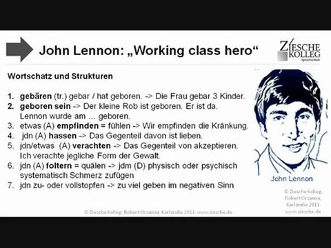 B1-2 John Lennon lyrics working class hero Wortschatz.