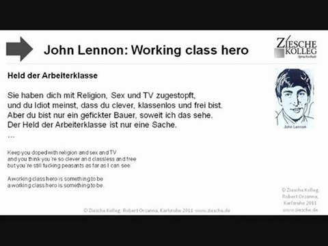 John Lennon working class hero lyrics Lesetext Deutsch B1-B2