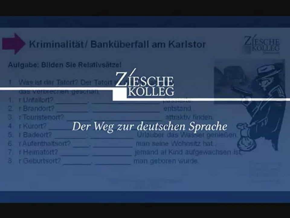 A2-B2 Lesetext Banküberfall Übung Relativsätze