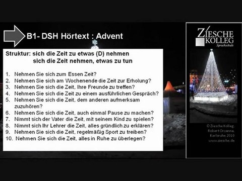 B1 DSH Vorbereitung Hörtext Advent sich die Zeit nehmen S 06