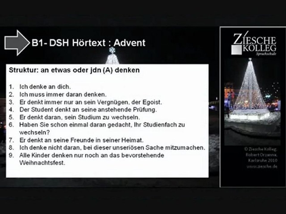 B1-DSH-Vorbereitung Hörtext Advent Verb denken an S.05