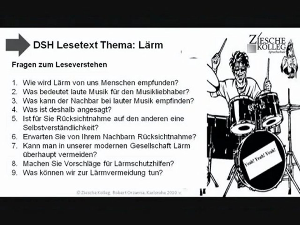 DSH-Vorbereitung Fragen zum Lesetext Lärm