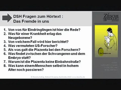 DSH Vorbereitung Fragen zum Hörtext Das Fremde in uns