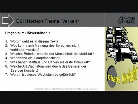 DSH Vorbereitung Fragen zum Hörtext Verkehr Teil 1