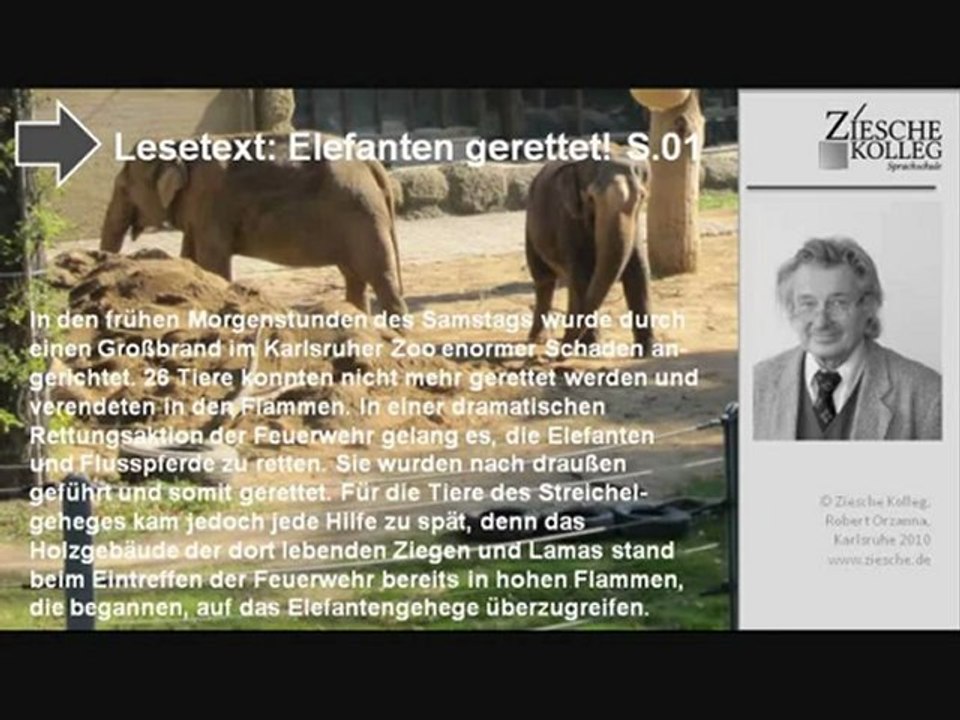A2-B2 Lesetext Elefanten gerettet! S.01