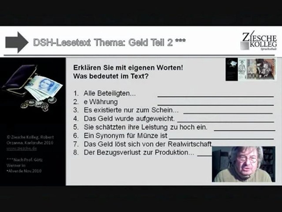 DSH Vorbereitung Thema Geld Teil II S.03 Erklären Sie....